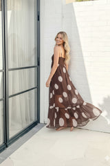 Thalindra White Spot Dress | Women's Polka Dot Maxi Dress