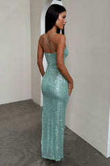 Alina Sequin Maxi Dress - Sage