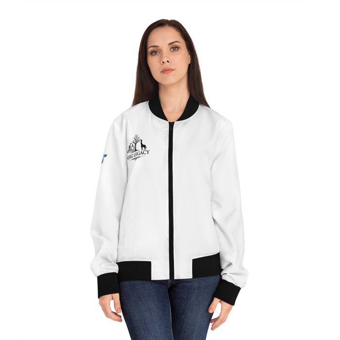 ASIG Legacy Women's Bomber Jacket — White Logo Bomber with Black Trim