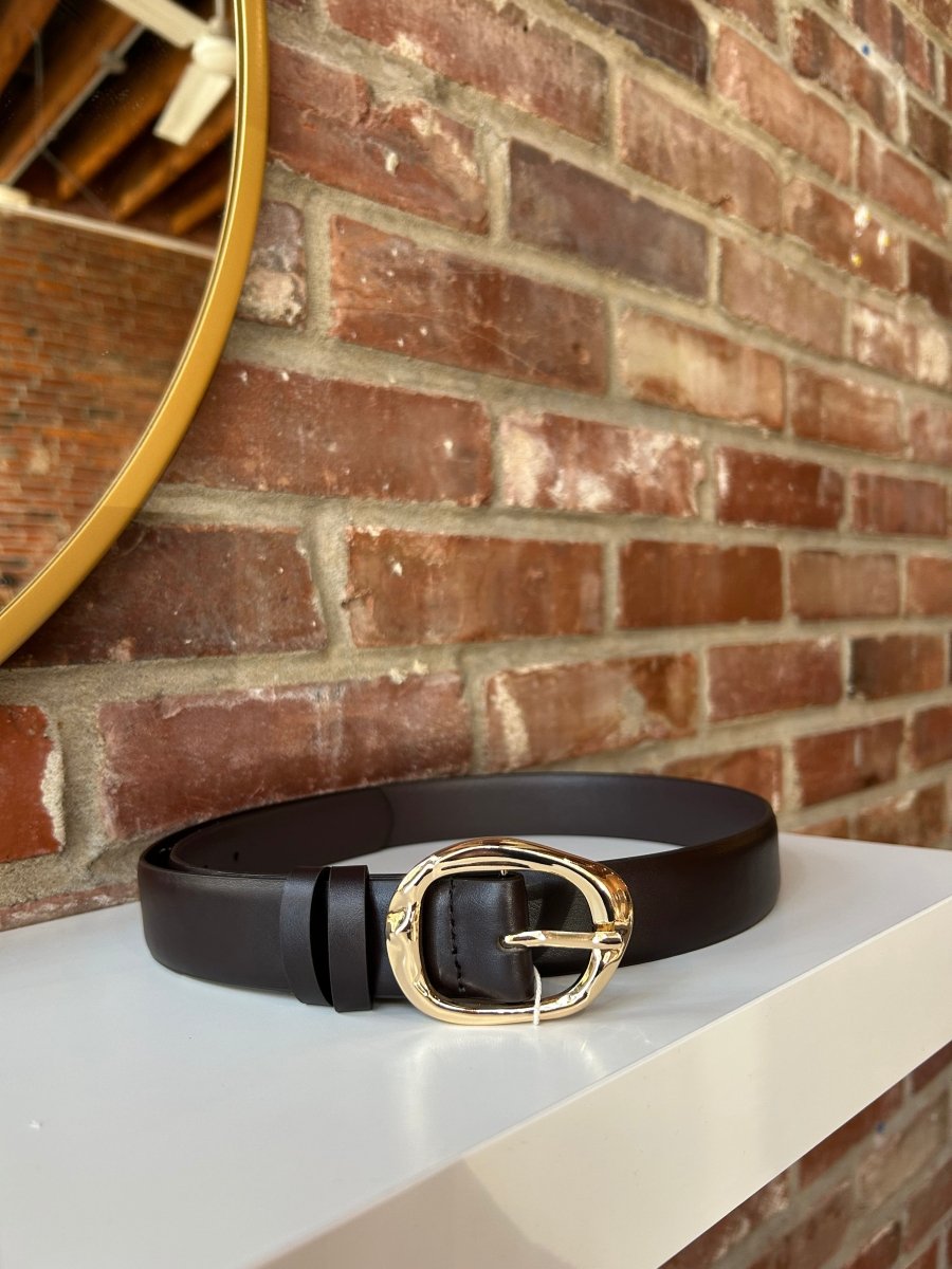 Bernadatte Brown Belt with Gold Buckle