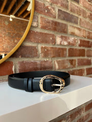 Bernadatte Brown Belt with Gold Buckle
