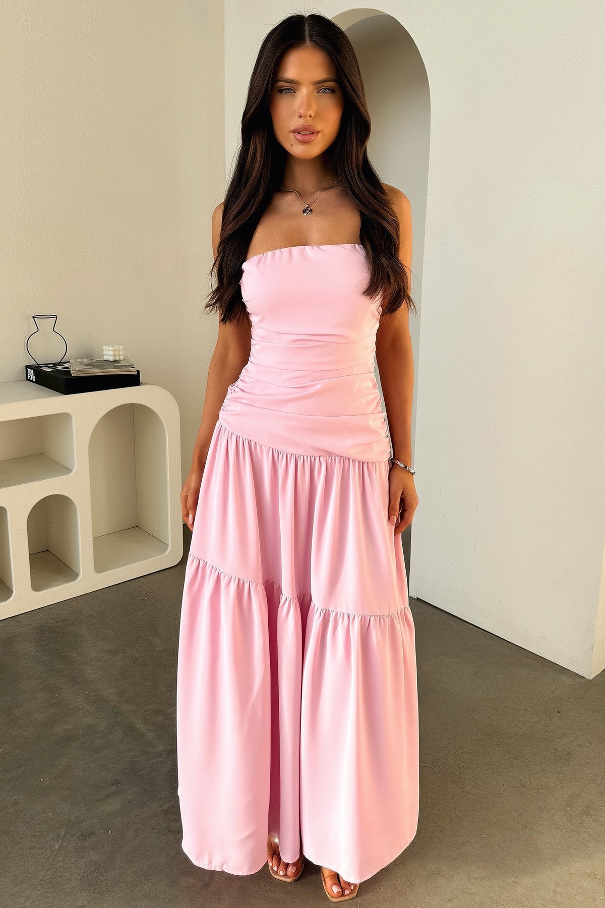 Charlotte Strapless Maxi Dress - Pink