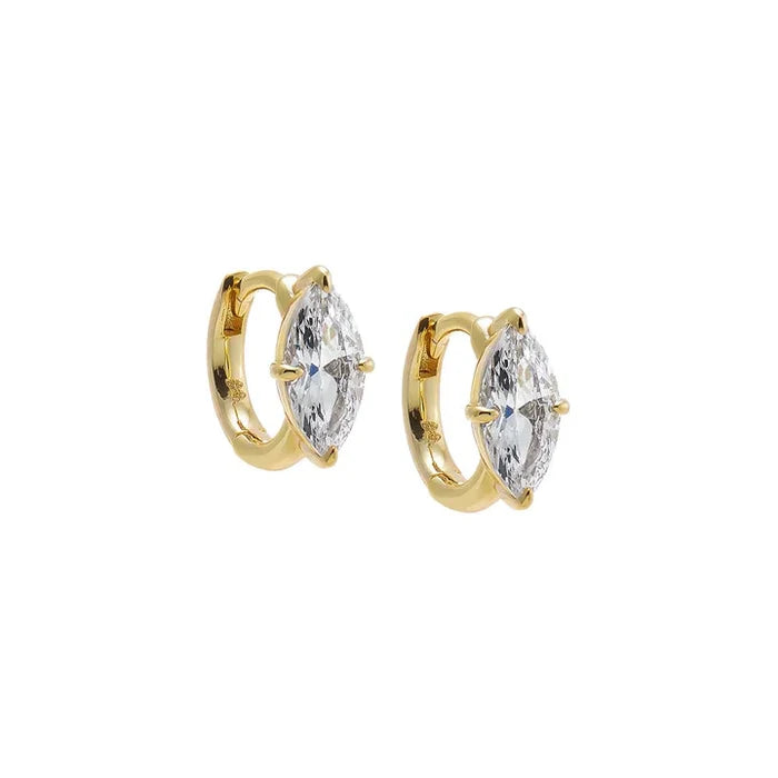CZ Marquise Embedded Huggies