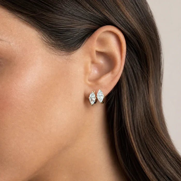 CZ Marquise Embedded Huggies