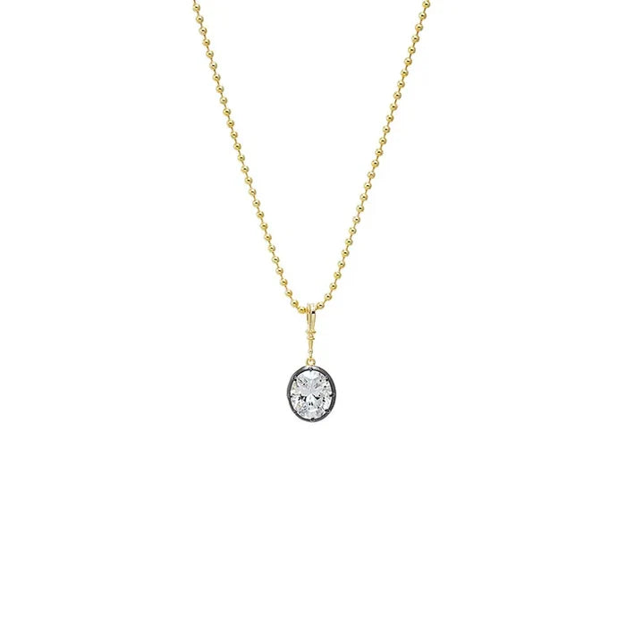 CZ Oval Encased Statement Necklace