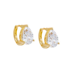 CZ Pear Stud Huggies