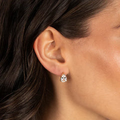 CZ Pear Stud Huggies
