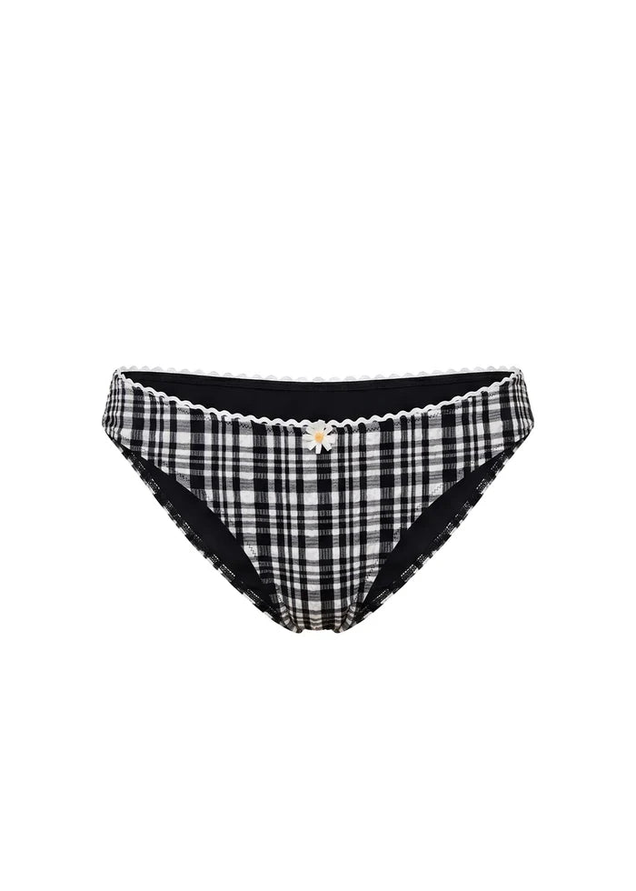 Daphne Bikini Bottom in Black Plaid