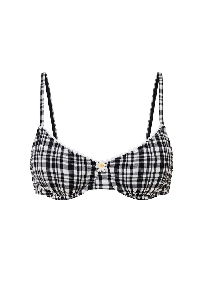 Daphne Bikini Top Black Plaid