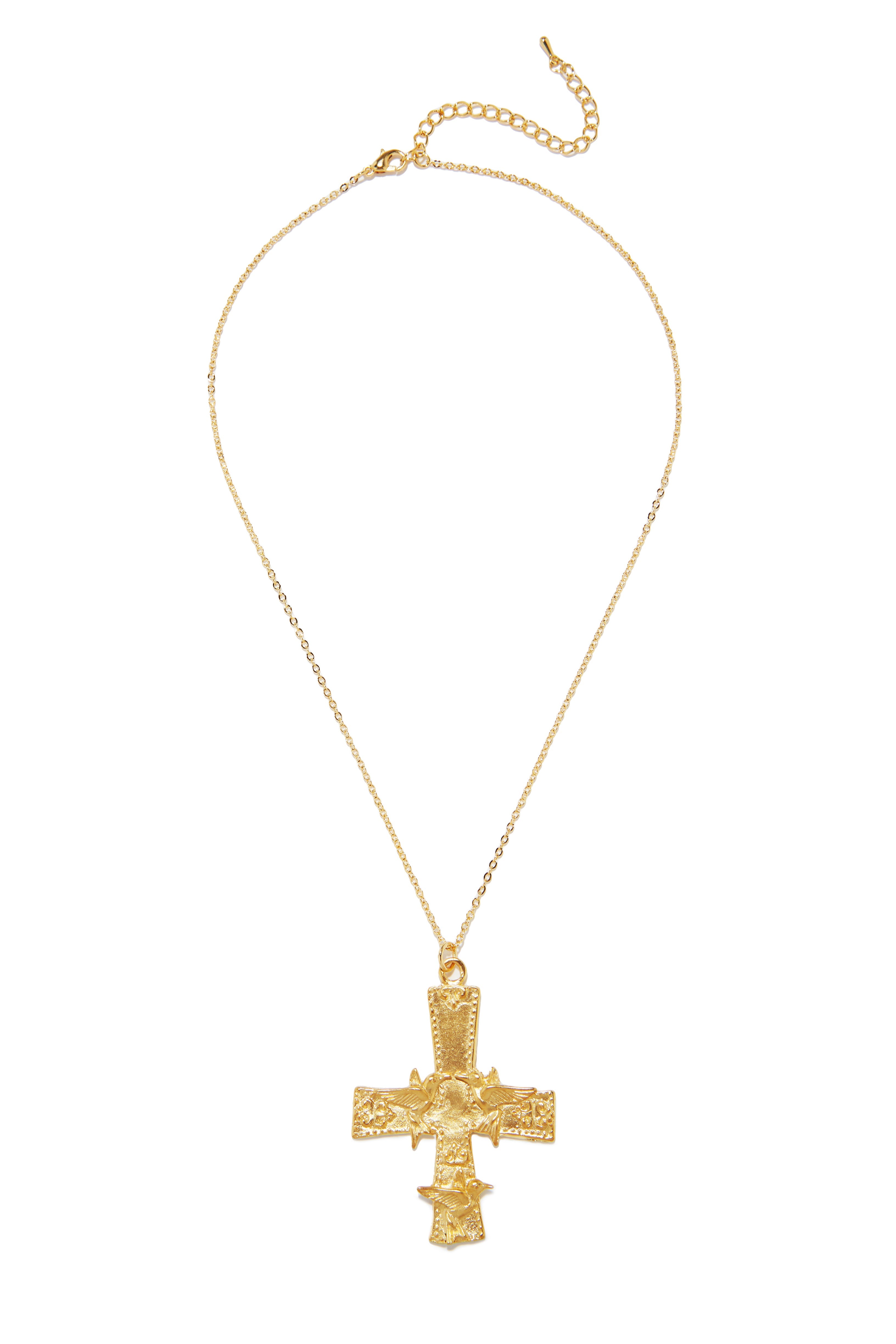 Hannah 18k Gold Plated Cross Necklace - Gold
