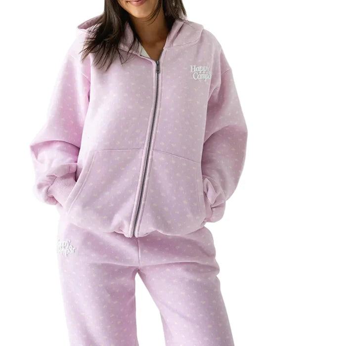 Lavender Bloom Zip Up Hoodie