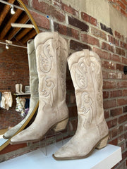 Lucy Brown Suede Embroidered Western Boot