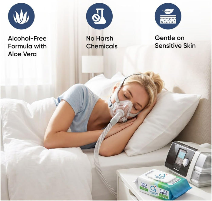 Main Clinic Supply CPAP Mask Cleaning Wipes – 150 Jumbo Count | Alcohol-Free, Unscented, Lint-Free CPAP Mask Wipes | 7" x 6" Cleaning Wipes for Masks, Cushions & Headgear