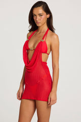 Halterneck Mini Dress in Scarlet Red