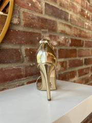 Petra Gold Metallic Open Toe Heel