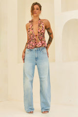 Rosé Sunset Chiffon Top - Pink Multi