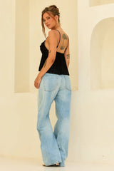 Soft Moonlit Chiffon Top - Black
