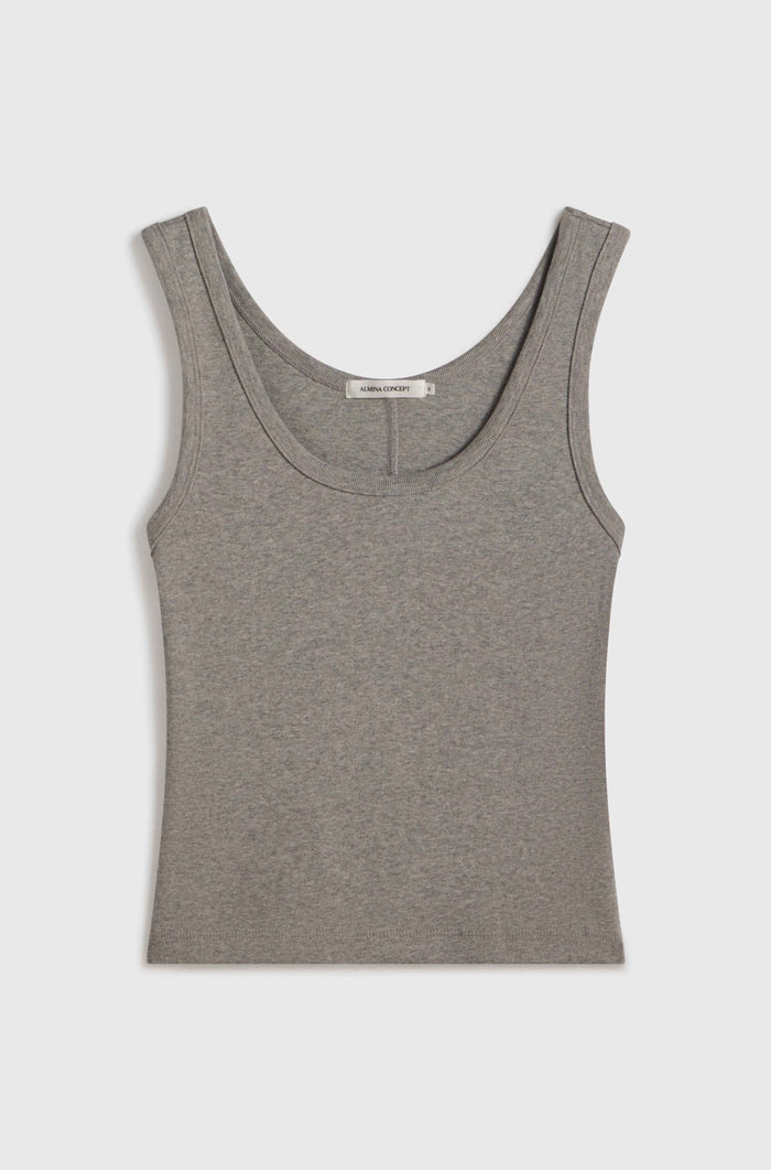 Gray tank top on a light gray background
