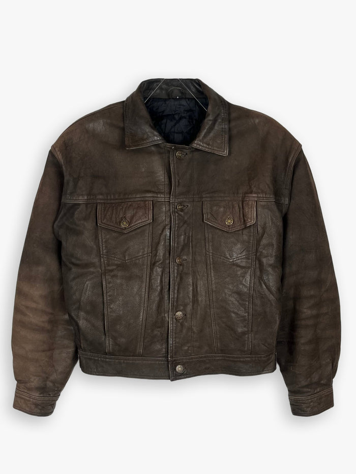 Vintage Leather Trucker Jacket
