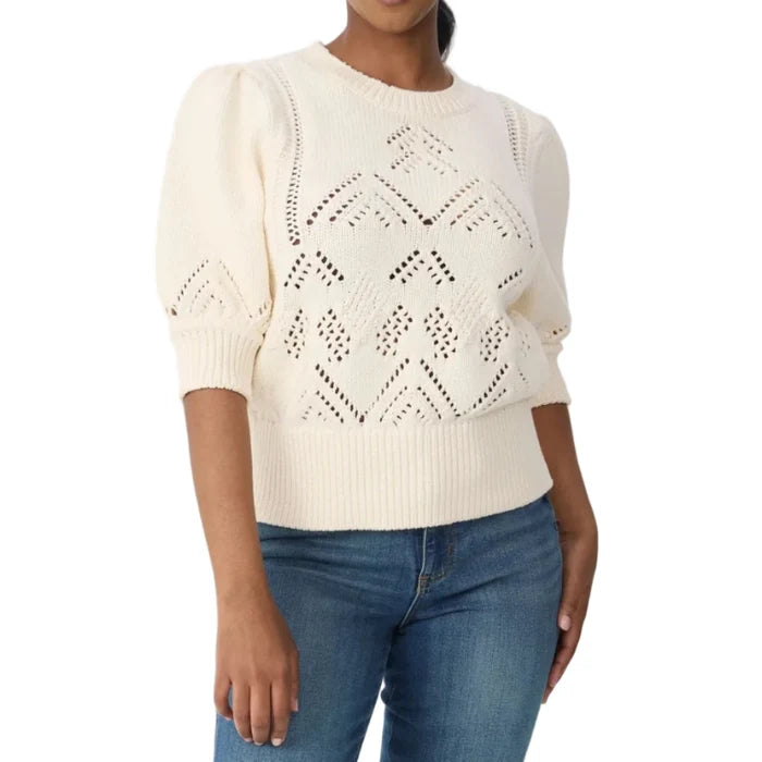 Women's Clary Short Sleeve Pointelle Sweater Shirt
